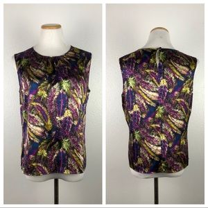 TAHARI Fancy Feathers Print Body Blouse